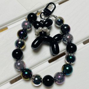 Black Balloon Dog Key Beaded Chain/Bag Pendant